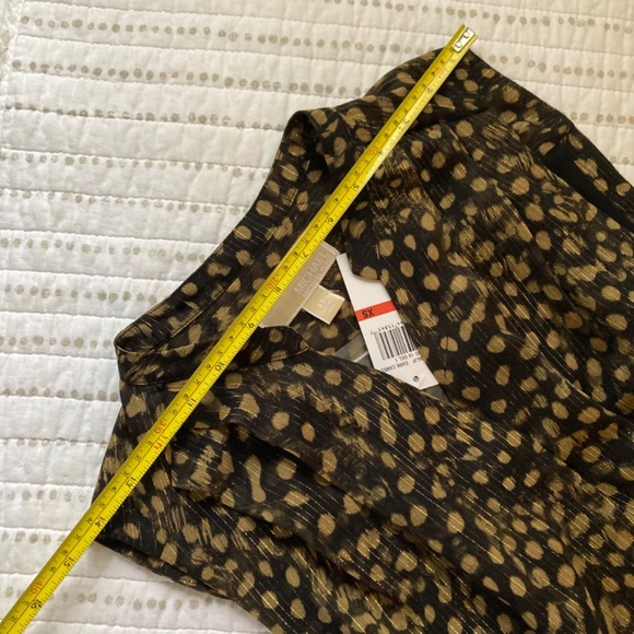 NWT MICHAEL Michael Kors Brown Shimmer Animal Print Jumpsuit Wide Leg Sz XS - Picture 5 of 12